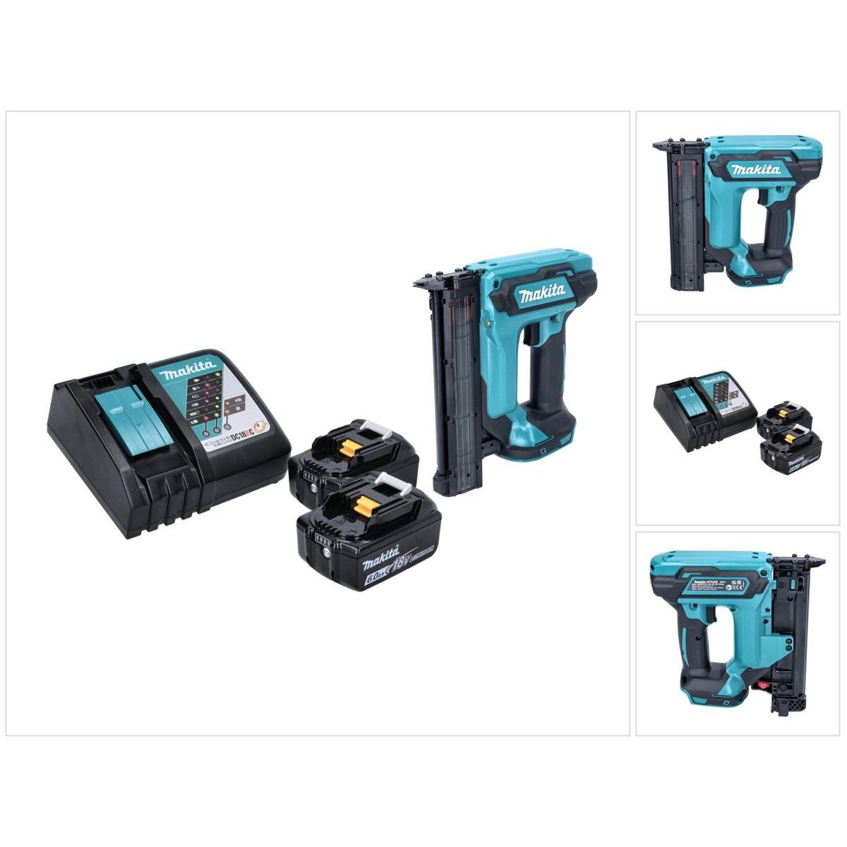 Makita, Tacker + Nagelpistole, DFN 350 RG Akku Stauchkopfnagler 18 V 15 - 35 mm + 2x Akku 6,0 Ah + Ladegerät