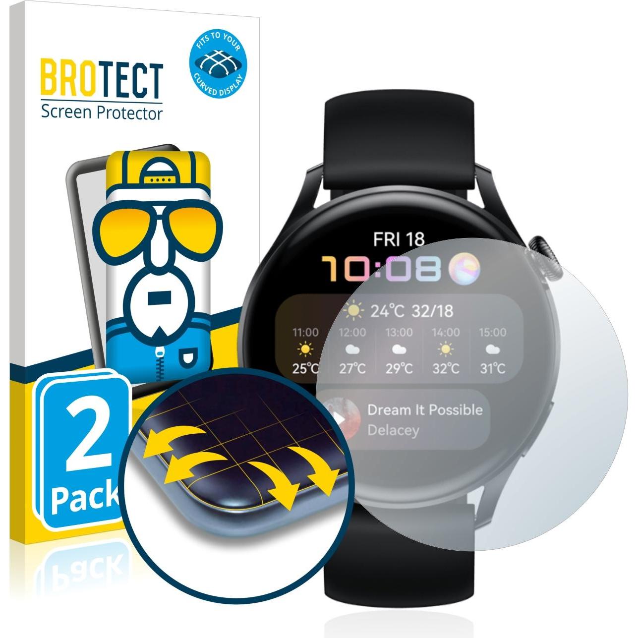 BROTECT Full-Cover Displayschutz, Smartwatch Schutzfolie, Transparent