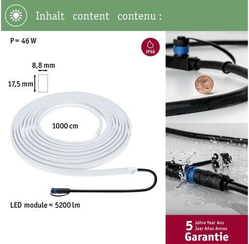 Actual product image Paulmann Outdoor Plug & Shine Stripe Smooth (Warm white, 1000 cm, Indoor, Outdoor)