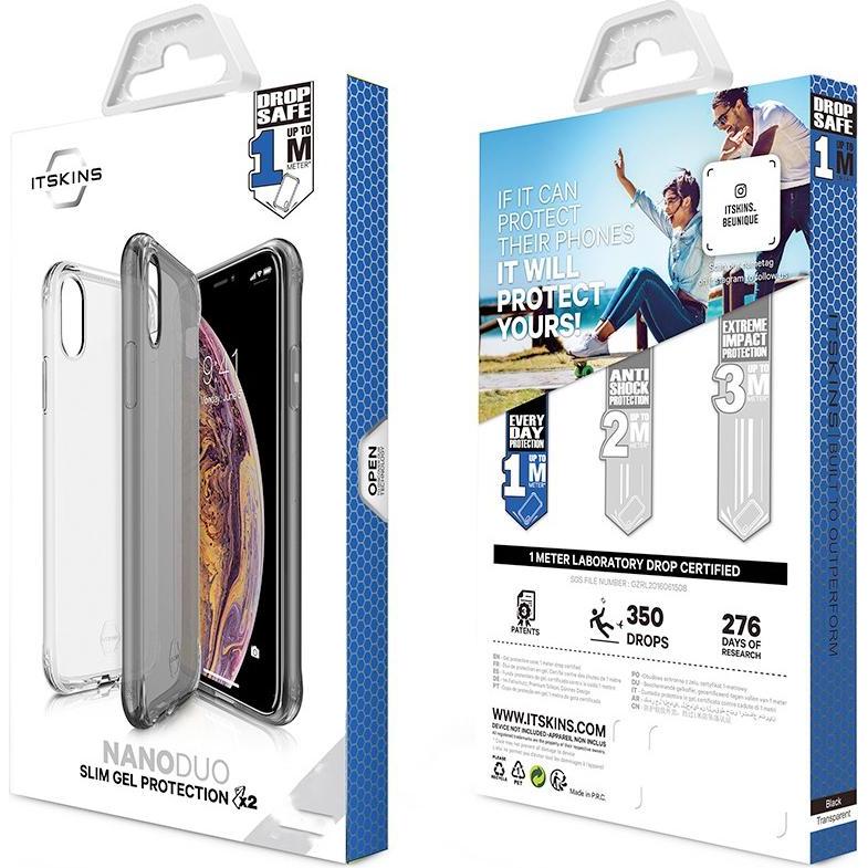 Thumbnail - Itskins Drop-Protection Cover (Apple iPhone XS Max), Smartphone Hülle, Transparent, Schwarz