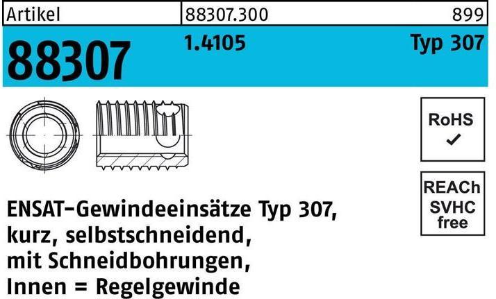 Immagine prodotto Ensat Inserto filettato R 88307 Tipo 307 M 6 x 8 1.4105