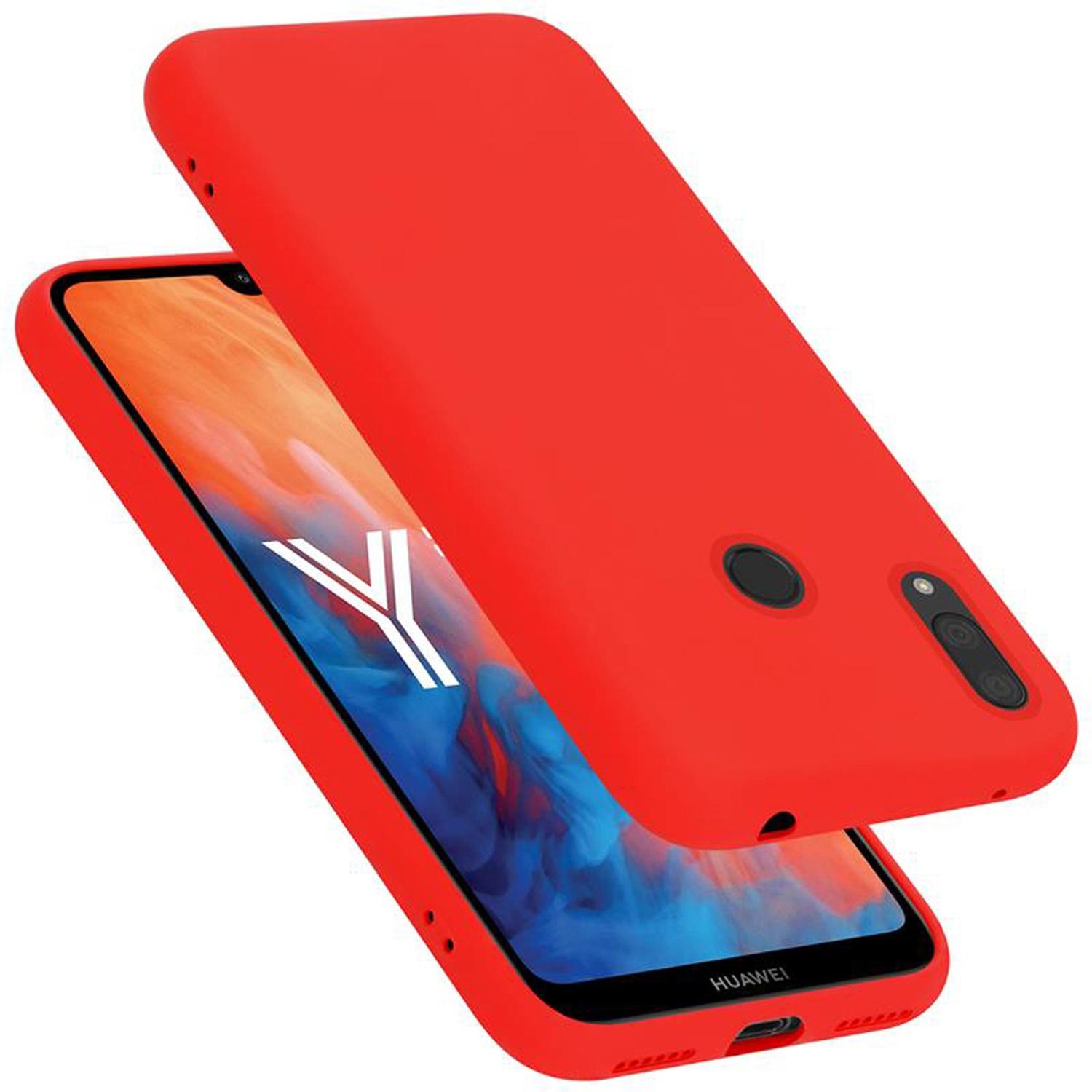 Cadorabo TPU Liquid Silicone Case Cover (Huawei Y7 (2019), Huawei Y7 Prime (2019)), Smartphone Hülle, Rot