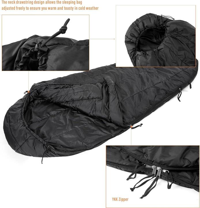 Produktbild U.S. Army Original US-Army Schlafsack Sleeping Bag Intermediate Cold, black (203 cm)