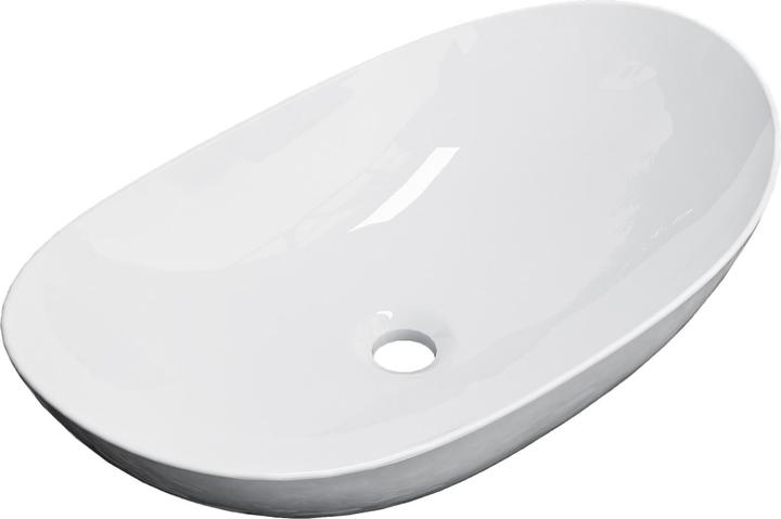 Emke Aufsatzwaschbecken Ovales Waschbecken Keramik Waschbecken Waschtisch Weiss Glänzend 615 x 360 x (360 mm, 615 mm)
