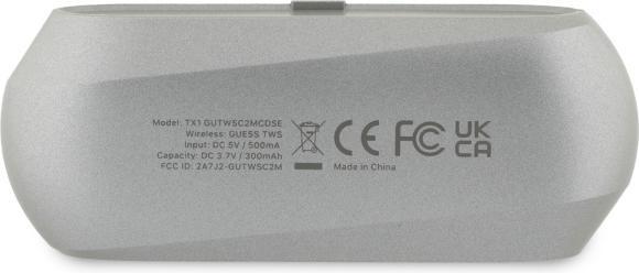 Produktbild Guess Kabellose Kopfhörer Elongated Metallic ENC TWS Bluetooth Headset - Silbergrau (ANC, 26 h, Kabellos)