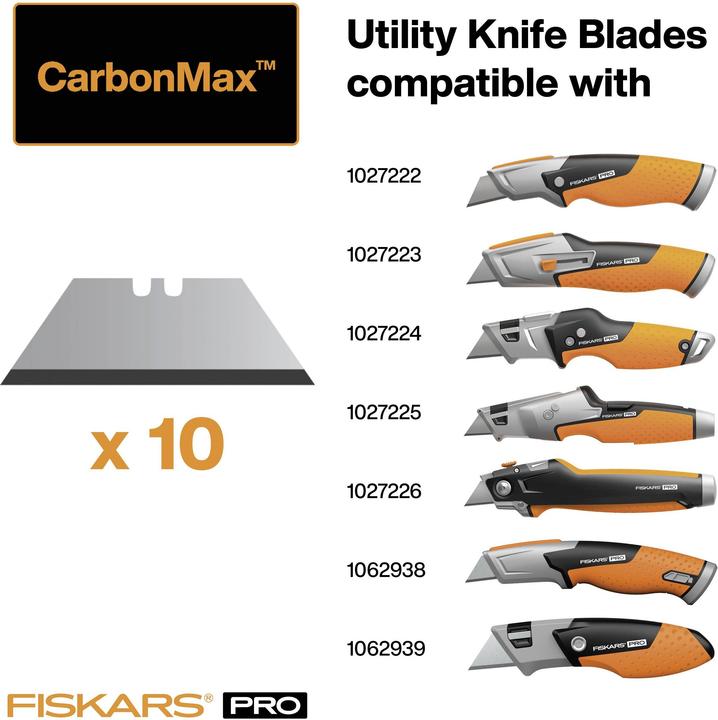 Produktbild Fiskars CarbonMax ašmenys universaliam peiliui 10 vnt (Ersatzklinge)