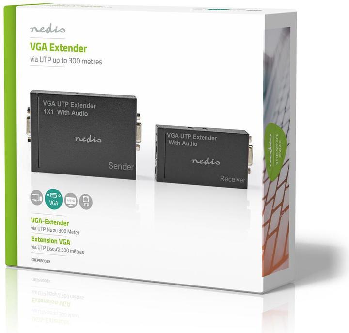 Image du produit Nedis Extender VGA Distance VGA/audio jusqu'à : 300 m Cat5e / Cat6 1920x1200 Euro/type C (CEE 7/16) /