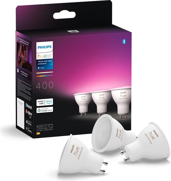 Productafbeelding Philips Hue 4,2W GU10 3P (GU10, 4.20 W, 400 lm, 3 x, E)