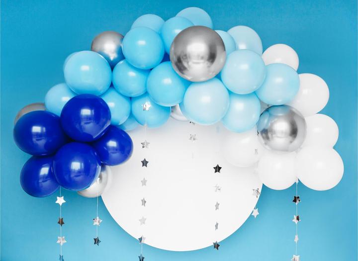 Produktbild Partydeco Bogen aus Luftballons Blau und Silber (60 x)
