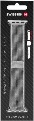 Produktbild Swissten Mesh band for apple watch 38-40 mm silver (38 mm, 40 mm, Edelstahl, Apple Watch Series 1, Apple Watch Series 2, Apple Watch Series 3, Apple Watch Series 4, Apple Watch Series 5, Apple Watch Series 6, Apple Watch SE)