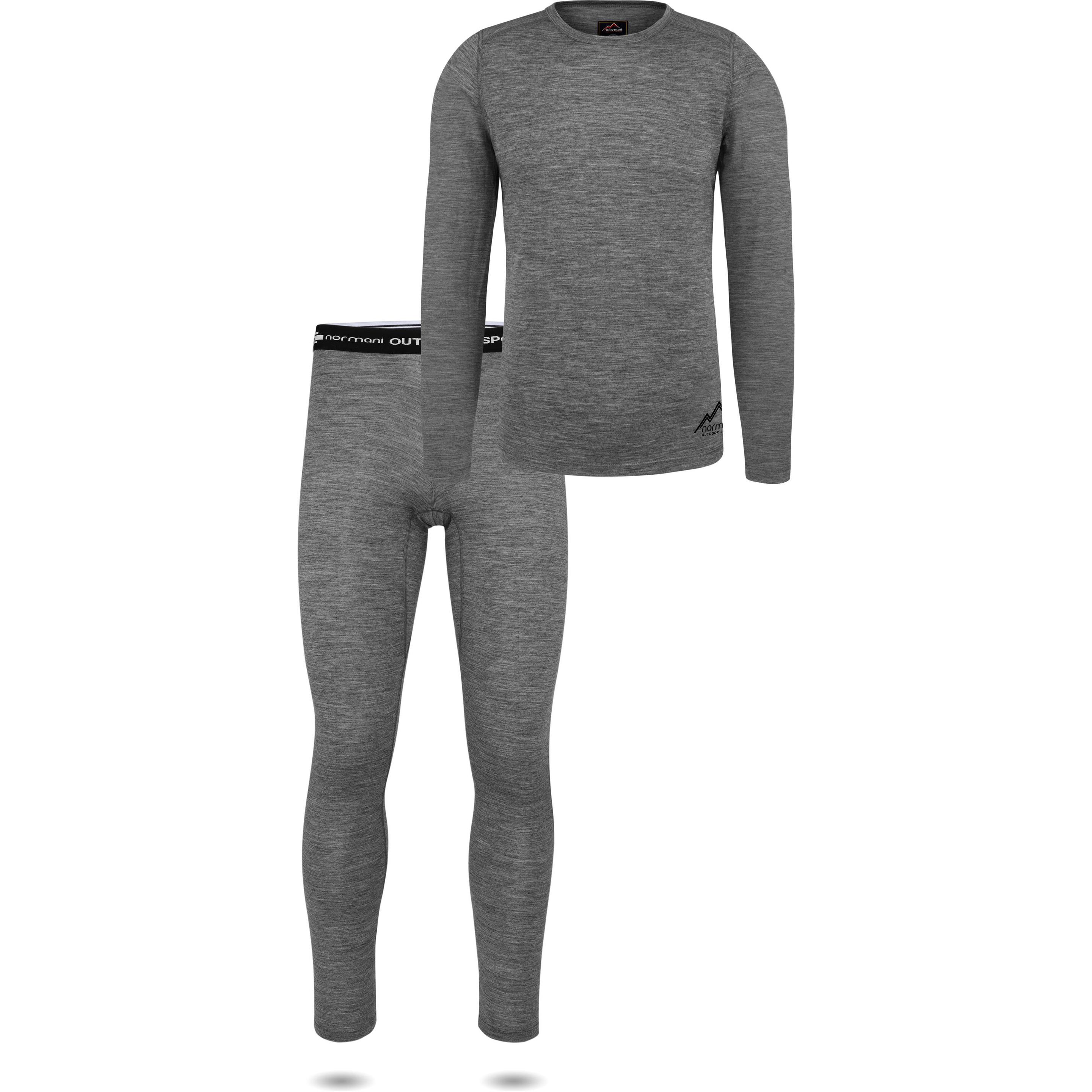 Normani, Herren, Funktionsshirt, Herren Merino Unterwäsche-Set Melbourne/Sydney (6XL), Grau, 6XL