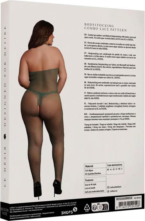 Actual product image Le Désir Fishnet and Lace Bodystocking - Queen Size (3XL, 4XL, XL, XXL)