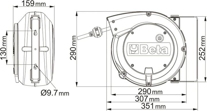 Actual product image BETA 018440315 1844 Automatische Kabeltrommel 15 m H05VV-F (15 m, 1.50 mm²)