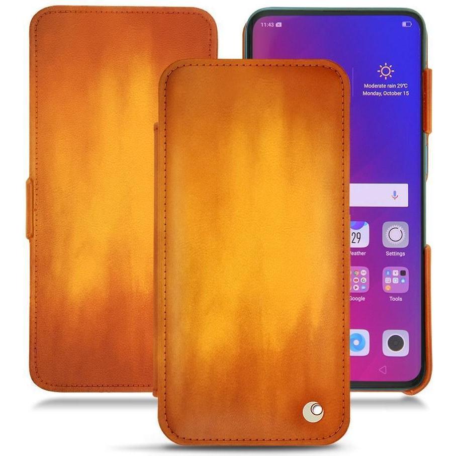 Noreve Lederschutzhülle horizontal (Oppo Find X), Smartphone Hülle, Orange