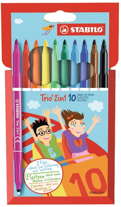 Produktbild STABILO Trio in Filzstift und Fineliner in einem (Mehrfarbig, 10 x)