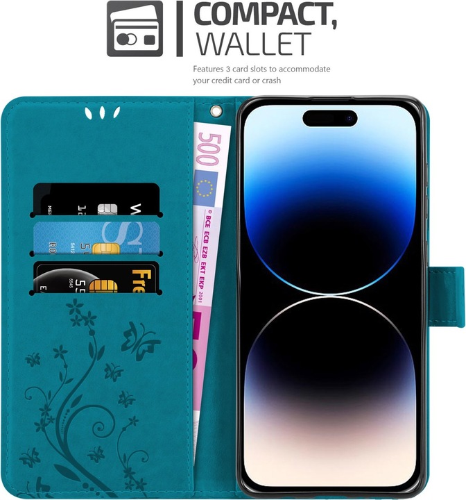 Immagine prodotto Cadorabo Cover per Apple iPhone 14 PRO MAX in stile libro a fiori (Apple iPhone 14 Pro Max)