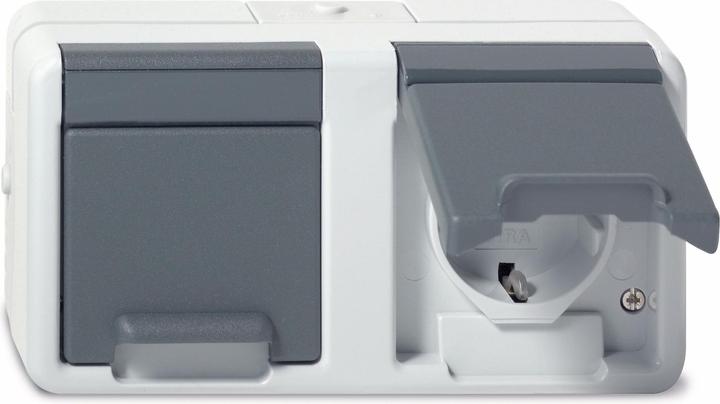 Produktbild Gira Doppel-SCHUKO-Steckdose 078130 WG Aufputz waagerecht grau