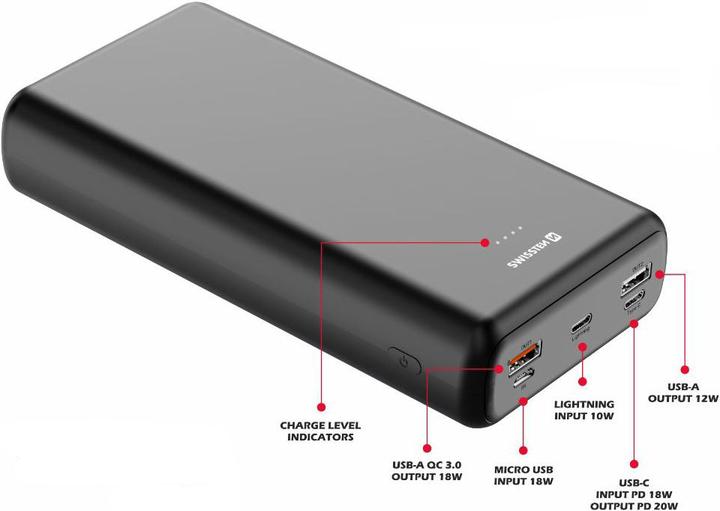 Produktbild Swissten Power Line (30000 mAh, 20 W, 20 Wh)