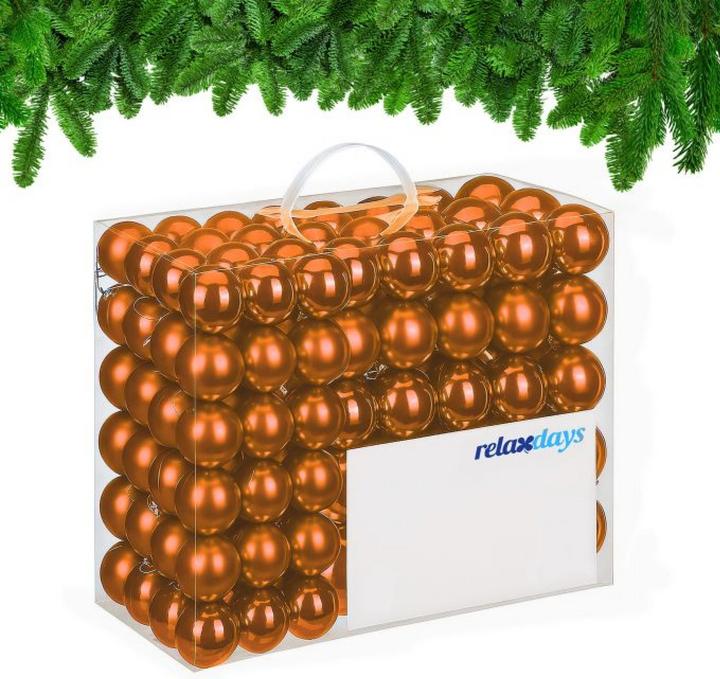 Actual product image Relaxdays - Weihnachtskugeln 100er Set, Orange/ Silber, 7 x 6 cm (100 -part)