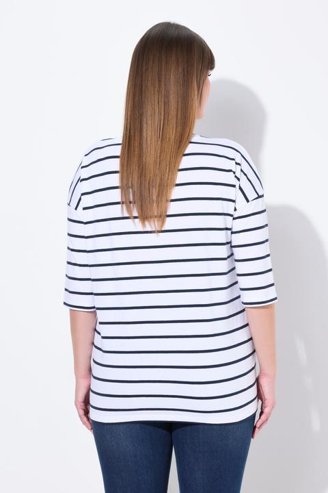 Produktbild Ulla Popken T-Shirt, Ringel, Blüten, oversized, Rundhals, Halbarm (62)