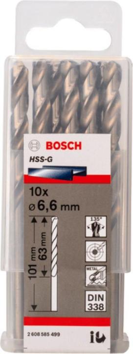 Produktbild Bosch Professional Zubehör PRO Metal HSS-G Spiralbohrer, 6,6 x 63 x 101 mm (6.6 mm)