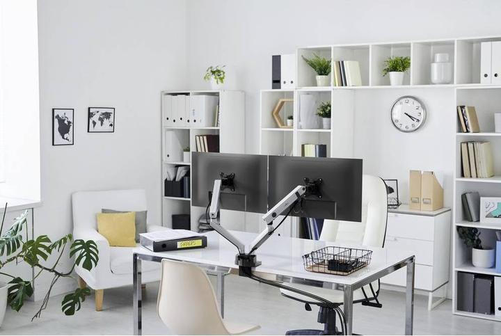 Produktbild Durable Monitorhalt. SELECT PLUS m Arm f 2 Mon. Tischb. Sil. (Tisch, 32", 8 kg)