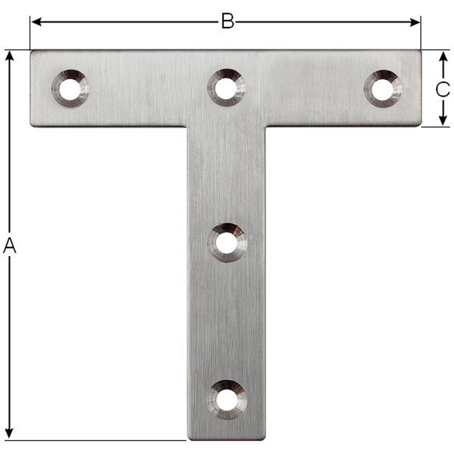 Thumbnail - Eneroid, Baubeschläge + Holzverbinder, Verbindungsbleche, T-Winkel, 80x80x16 mm, Edelstahl, 10 Stück (T-Flachwinkel, 10 ...