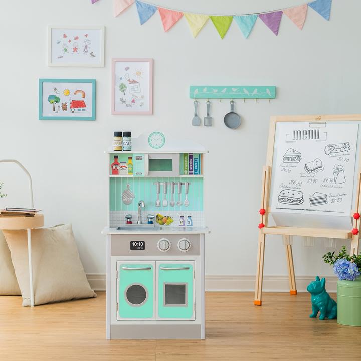 Produktbild Teamson Kids Kinderkche Madrid aus Holz Spielkche mit Interaktiven Funktionen Grau