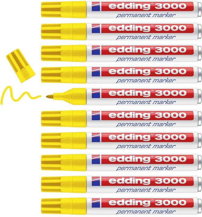 Energy Label Edding 3000 permanent marker yellow (10 pieces) (Yellow, 3 mm, 10 x)