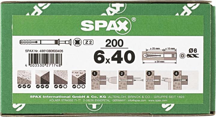Actual product image Spax Nagelduebel Senkkopf Z2 (200 pcs.)