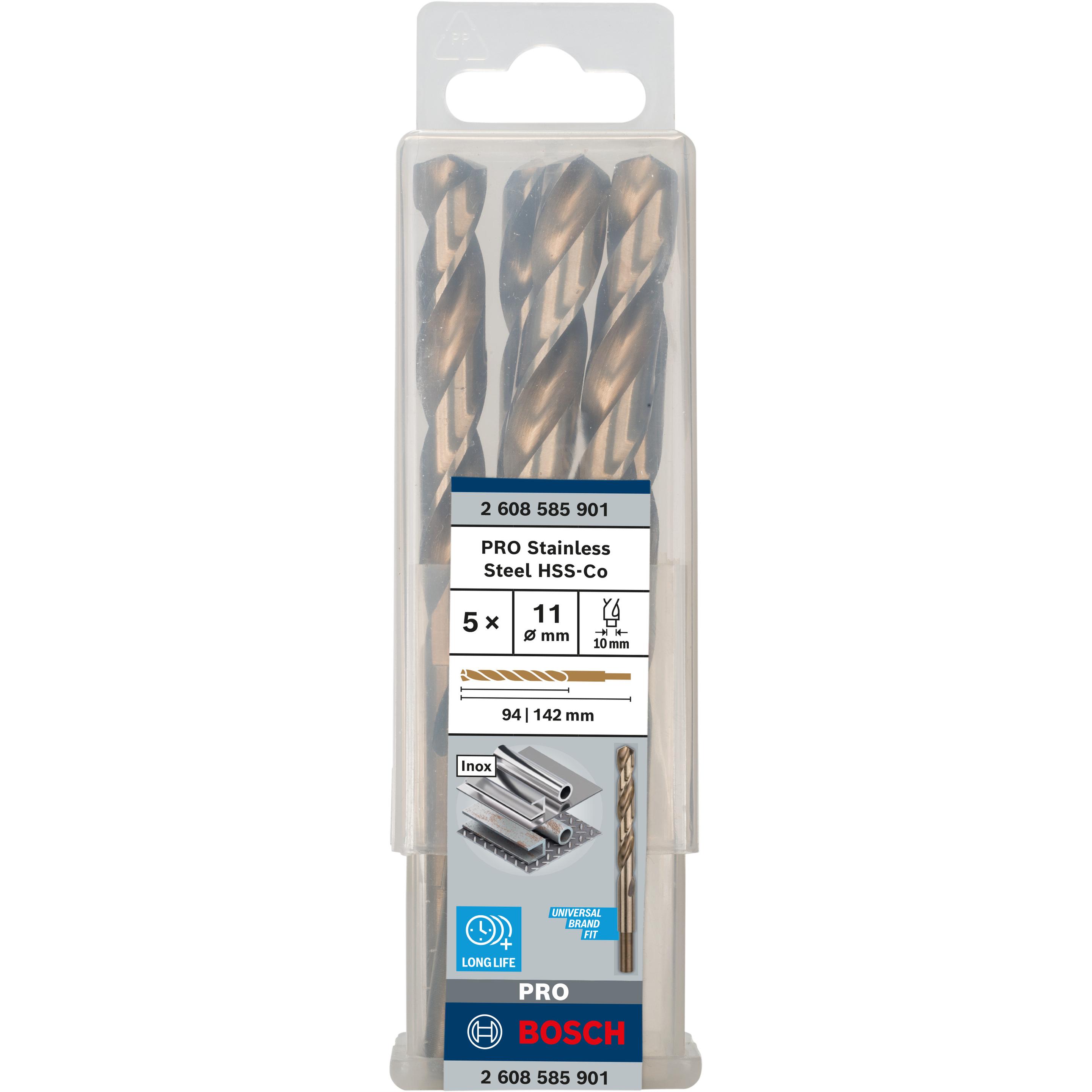 Thumbnail - Bosch Professional Zubehör, Bohrereinsatz, PRO Stainless Steel HSS-Co Spiralbohrer, 11 x 94 x 142 mm (11 mm)