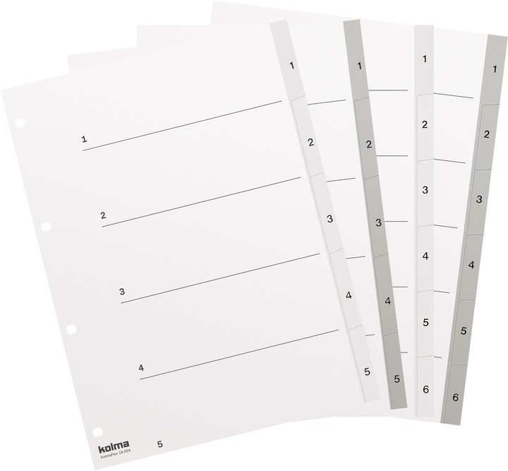 Produktbild Kolma Register A4 strong 1-6 6-teilig weiss