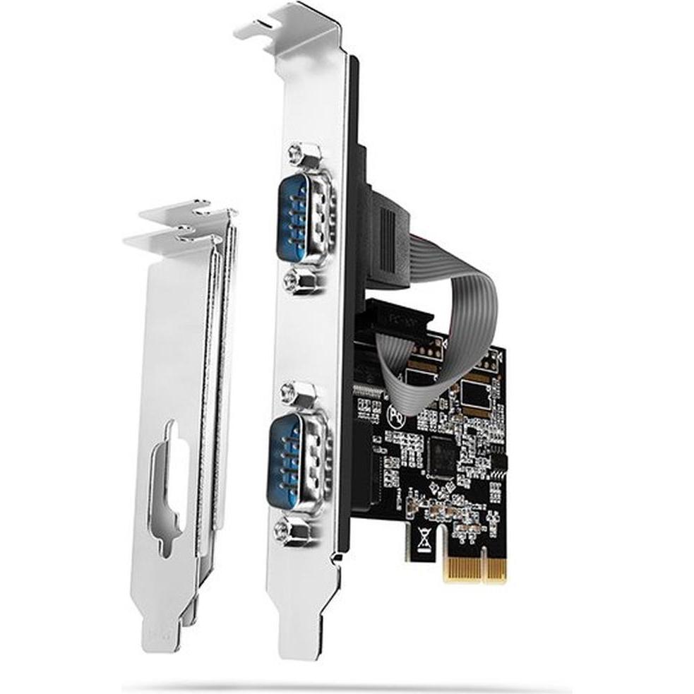 Axagon Nero Adattatore Pcie Pcea-Psn Con 2 Porte Seriali - Chipset Asix Ax99100, Scheda Controller