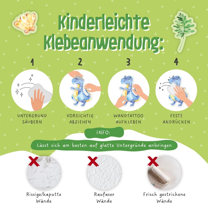 Image du produit Papierdrachen Autocollants muraux - Dinosaures - Set 5 (22 x 30 cm)