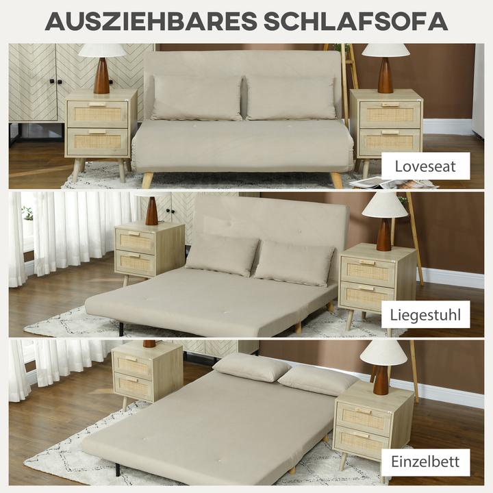 Produktbild Homcom Schlafsofa Polyester, Stahl Beige (2-Sitzer)