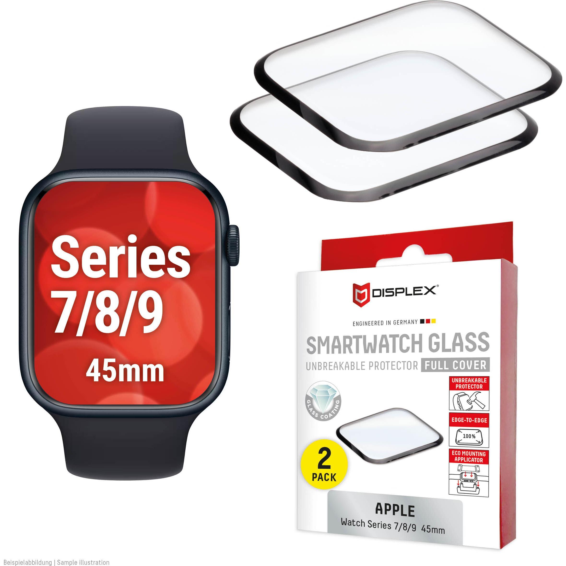 Displex Full Cover Schutzfolie, Full Cover Watch Glass, Doppelpack, Accessori per smartwatch, Trasparente