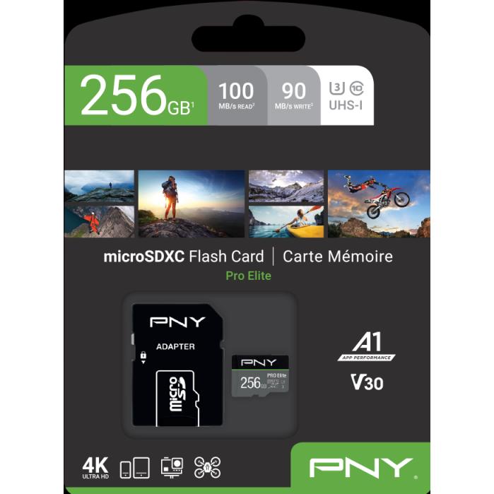 Thumbnail - PNY Pro Elite (256 GB, microSDXC, U3, UHS-I), Speicherkarte, Schwarz, Grau
