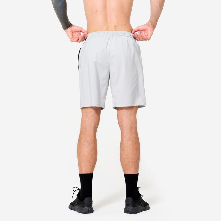 Actual product image Domyos Shorts Herren atmungsaktiv Reissverschlusstaschen - hellgrau (L)