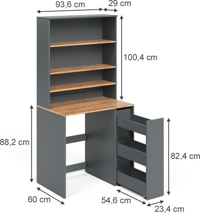 Produktbild Vicco Waschmaschinenschrank Viktor, Anthrazit/Goldkraft Eiche, 93.6 x 88.2 cm 2 Teile mit Rollregal
