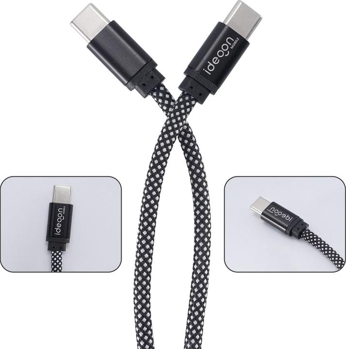 Ideoon 2er-Set Daten- & Ladekabel, 1 Meter - Magnetische Aufrollfunktion, USB-C auf-USB-C, 100 W (1 m, 100 W)