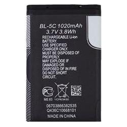 Nokia Batteria per smartphone BL-5C da 1020mAh all'ingrosso (Accumulatore di carica elettrica, Nokia 1200, Nokia 1208, Nokia 1209, Nokia 1650, Nokia 1