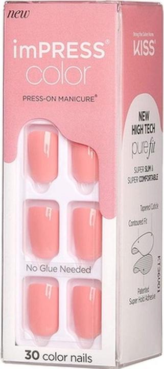 Image du produit KISS Self-adhesive nails imPRESS Color Pretty Pink 30 pcs (L) (Ongles artificiels, Rose Jolie Rose)