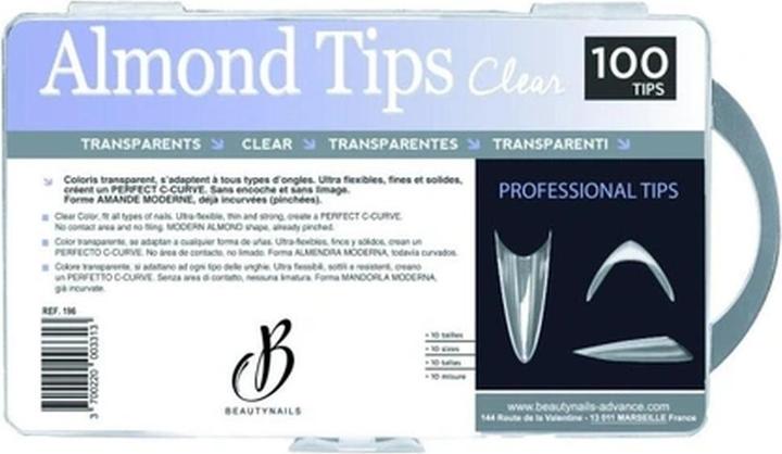 Produktbild Beautynails Bna Almond Clear Transparent Tips X100 (Kunstnägel)