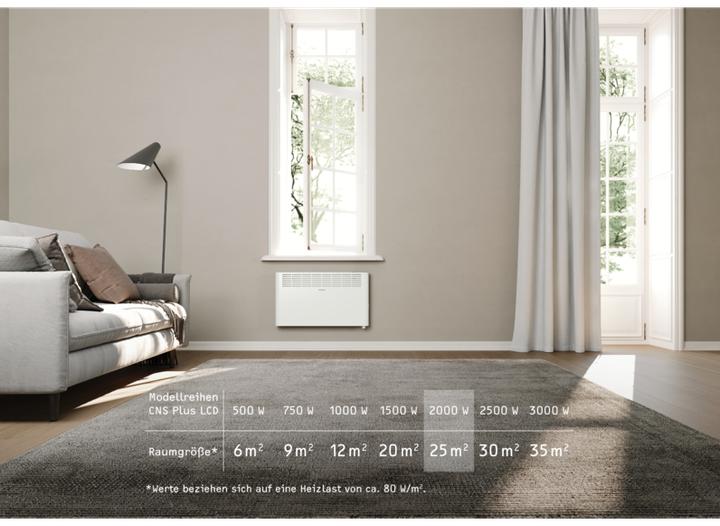 Produktbild Stiebel Eltron CNS 2000 Plus LCD, 2,0 kW Wandkonvektor für ca. 25 m², TÜV geprüft (2000 W)
