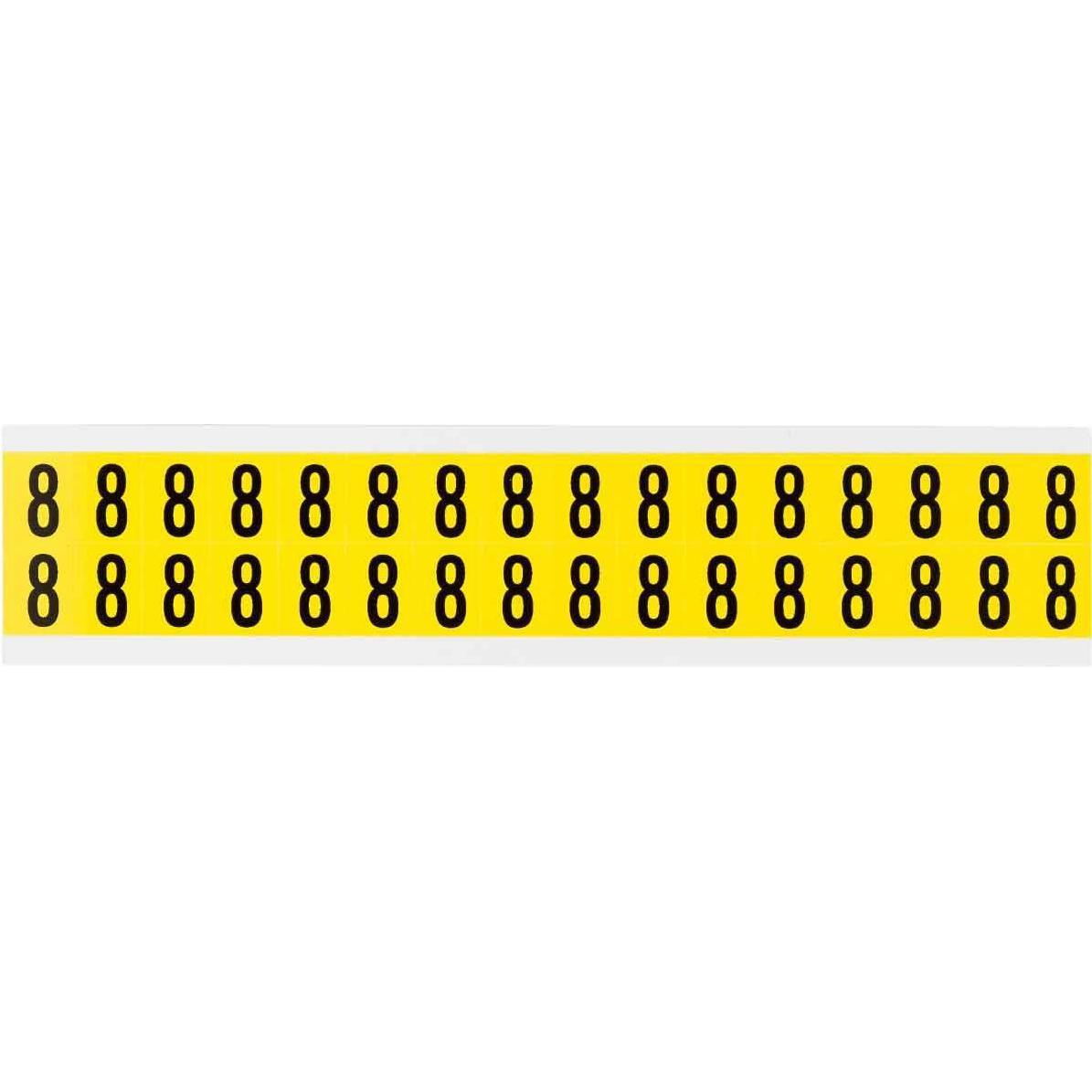 Brady, Etiketten, 3420-8, B-499, Nylongewebe, Zahl 8, schwarz auf gelb, 14x19mm, Schrifthöhe 16mm(25 K. á 32 E