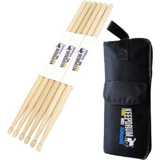 keepdrum 5A Hickory Drumsticks 3 Paar mit Stickbag, Drumsticks + Schlägel, Braun