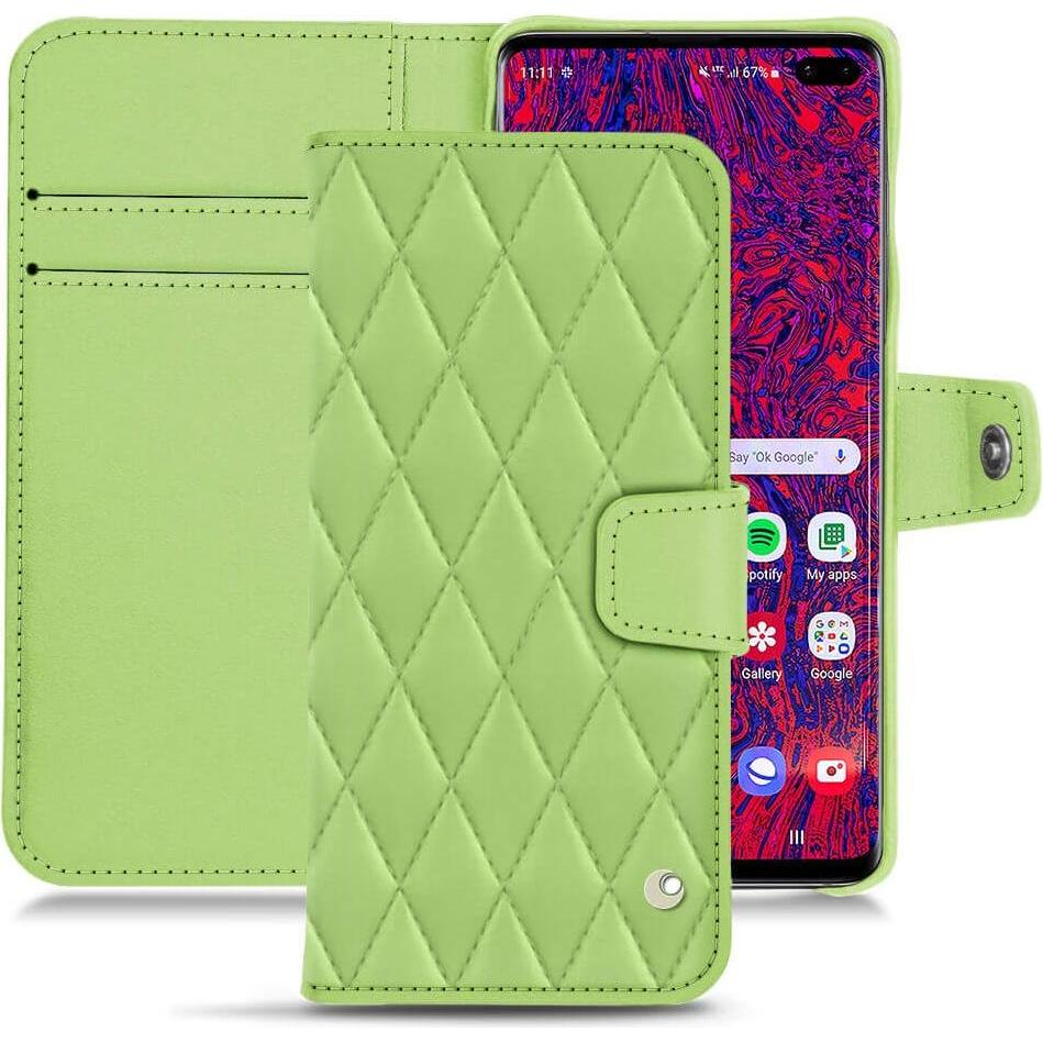 Noreve Lederschutzhülle Wallet (Samsung Galaxy S10+), Smartphone Hülle, Grün