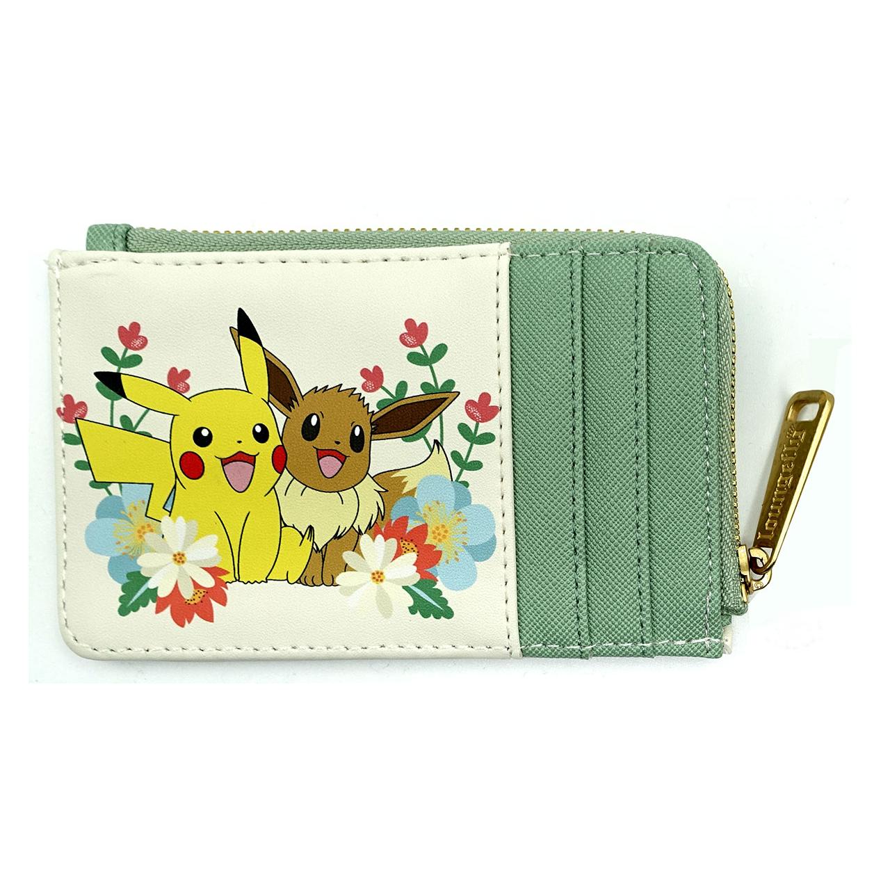 Loungefly, Portemonnaie, Pikachu & Eevee Floral Card Holder, Mehrfarbig