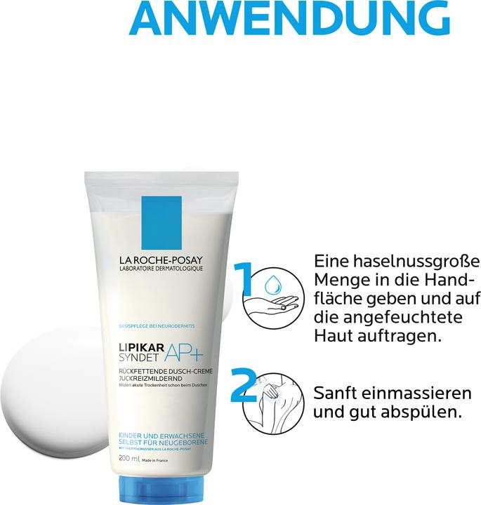 Produktbild La Roche Posay Lipikar Syndet AP+ Rückfettendes Duschgel für extrem trockene auch für neugeborene Babys und Kinder (200 ml)