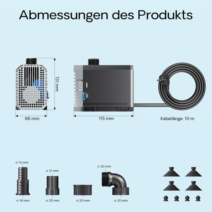 Produktbild SunSun CHJ-2000-10 ECO 2000 l/h 35 W Teichpumpe Bachlaufpumpe Skimmerpumpe